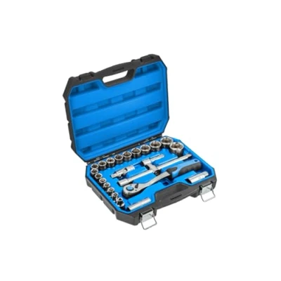 Image of HÖGERT Technique HT1R416 Tool Set I Socket Spanner, Bits and Accessories 1/4 Inch High Quality Alloy CrV Steel Drop Forged Ratchet Mechanism with 72 Pawls 46 Piece