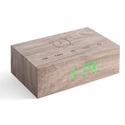 Image of Gingko Design G003A12 Alarm Clock, Wood, Ash, One size