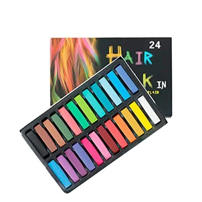 Image of Trimming Shop Temporary Hair Chalk Colour Pastel Dye 24pcs Set, Non Toxic Color for Halloween Makeup Birthday, Salon Washable Dye, Pack of 1
