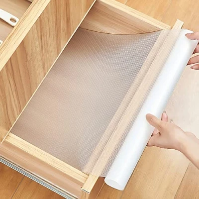 Image of AiQInu Drawer Liners, Anti Slip Kitchen Liner EVA BPA Free Non Adhesive Transparent Waterproof Oil Proof Shelf Liner,Cupboard Liner, Fridge Liners (60 * 400cm)