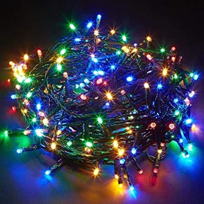 Image of SHATCHI 750 LEDs Fairy String Lights Multicolour Indoor/Outdoor Christmas Tree/Home/Party/Wedding/Garden Decorations Green Cable 8 Modes Mains Powered Memory Auto Timer