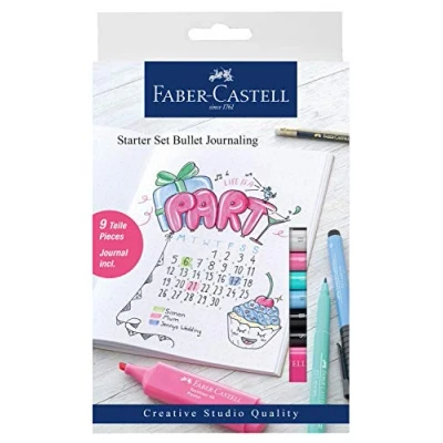 Image of Faber Castell Creative Studio Bullet Journaling Starter Set, Multicoloured, 9 Pieces, For Art, Craft, Drawing, Sketching, Home, School, University, Colouring