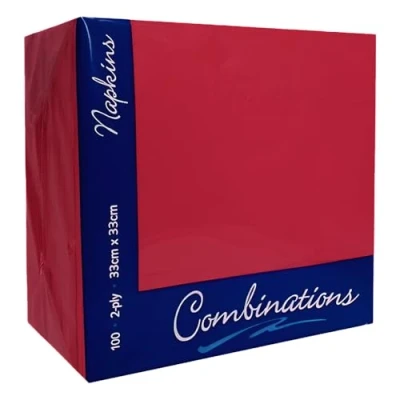 Image of Venuscello® 100 x Serviettes Paper Napkins Burgundy Disposable Recyclable Tissue 2 Ply 33cm for Catering Wedding Birthday Parties