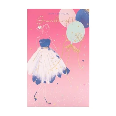 Image of UK Greetings Birthday Card for Granddaughter Pretty Pink Design Thinking of You Range