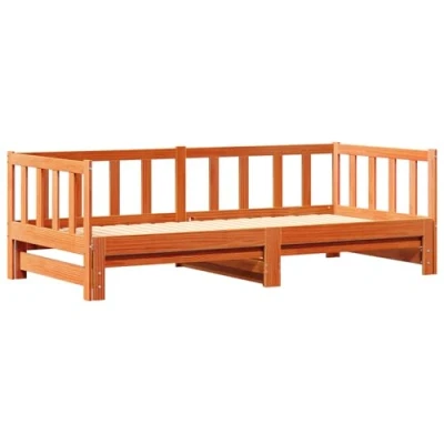 Image of vidaXL Day bed with Trundle Wax Brown 180x200 cm Solid Wood Pine
