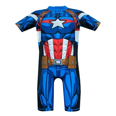 Image of Marvel Avengers Boys Captain America Swimsuit, Multicoloured, 3 4 Years