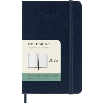 Image of Moleskine Weekly Planner, Agenda with Space for Notes 12 Months 2025, Hard Cover and Elastic Closure, Sapphire Blue Color, Pocket Format 9x14 cm