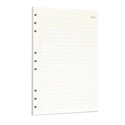 Image of Zelten 1 Pack B5 45 Sheets/90 Pages Todo Loose Leaf Punched Paper Refills for 9 Hole Binder Personal Organizer Diary Notebook Refillable Planner