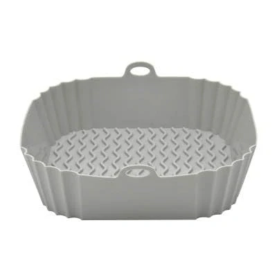 Image of Adems Air Fryer Liners Silicone, Accessories That are Reusable, Easy to Clean, Non Stick, Oil Proof, Water Proof. Food Grade, Replacement for Disposable Parchment Paper 3 Pack (Square Grey)