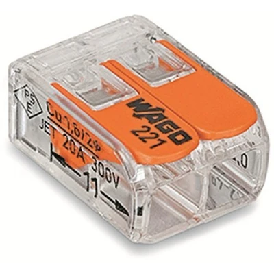 Image of Wago 221 412 Lever Clamp 2 Way Connectors Terminals Pack of 10