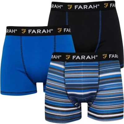 Image of Farah Mens Designer 3 Pack Trunk Boxer Shorts 100% Genuine (as8, alpha, s, regular, SITKA)