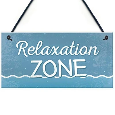 Image of RED OCEAN Relaxation Zone Hot Tub Man Cave Bathroom Garden Plaque Hanging Shed Chic Sign Home Decor