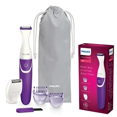 Image of Philips BikiniGenie BRT383/15 Handy Bikini Trimmer for Trimming, Shaving and Styling The Zone with Comb attachments Heads Effortless Hair Removal