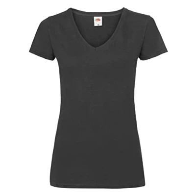 Image of Fruit of the Loom Women&#039;s V Neck Valueweight T Shirt, Black, 10 (Manufacturer Size:Small)