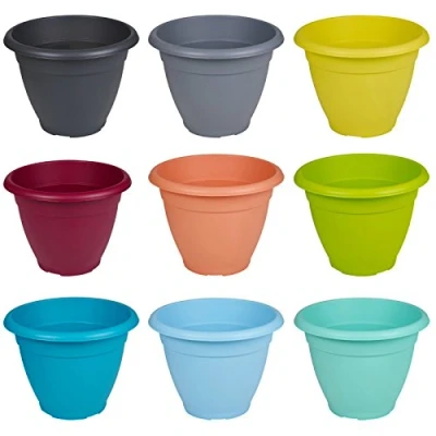 Image of URBNLIVING 40cm Black Plastic Round Flowerpot