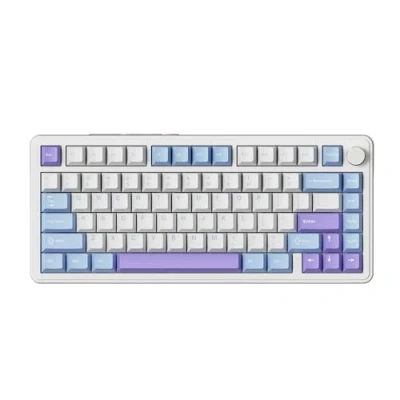 Image of ATTACK SHARK X85 Gasket Mechanical Keyboard with Knob,75% Tri Mode(BT5.0/2.4G/USB C) Wireless Gaming &amp;Five Layer Padding, RGB,5000mAh,Hot Swappable, PBT Keycaps for Win/Mac(Blue White)