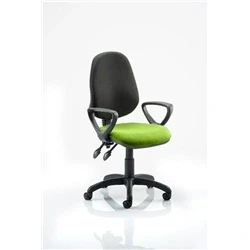 Image of Eclipse Plus III Lever Task Operator Chair Black Back Bespoke Seat with Loop Arms In Myrrh Green