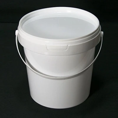 Image of Pack of 5 x 1 Litre Buckets Airtight Food Grade White Catering Mixing Plastic with Lids Heavy Duty Industrial Kitchen Quality (5 Buckets)