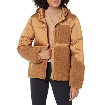 Image of Amazon Essentials Women&#039;s Sherpa Puffer Jacket, Dark Camel, S