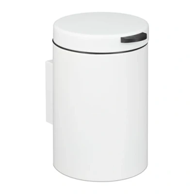 Image of Relaxdays Wall Mounted Cosmetic, 3 litres, Soft Close Mechanism, Removable Inner Bucket, Bathroom Rubbish Bin, Steel, White