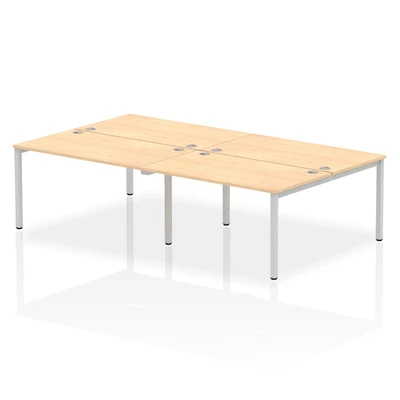 Image of Impulse Bench B2B 4 Person 1400 Silver Frame Office Desk Maple