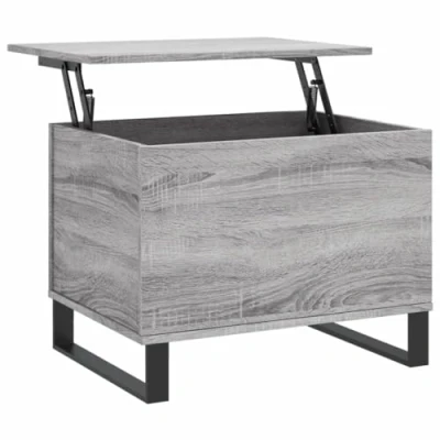 Image of vidaXL Grey Sonoma Coffee Table Modern Lift Top Design with Hidden Storage, Durable Engineered Wood and Metal Legs, Functional Living Room Furniture