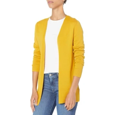 Image of Amazon Essentials Women&#039;s Lightweight Open Front Cardigan Jumper (Available in Plus Size), Gold, S