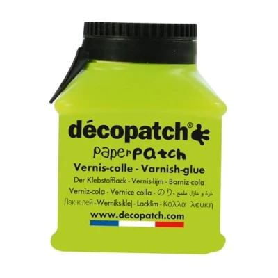 Image of Décopatch Ref PP70AO PaperPatch Glossy Glue 70g Tub Formualted with Varnish, No Pull In or Crinkle, Child Safe &amp; Food Safe, Suitable for Wood, Metal, Plastic More.