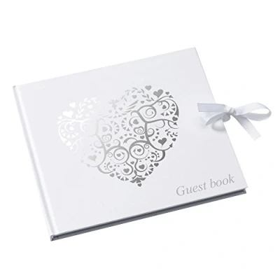 Image of Neviti Vintage Romance Guest Book, Paper, Silver, 22 x 19.5 1.5 cm