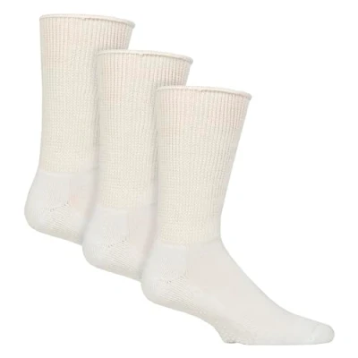 Image of IOMI 3 Pairs Diabetic Socks with Grips Non Slip Extra Wide (9 11, White)