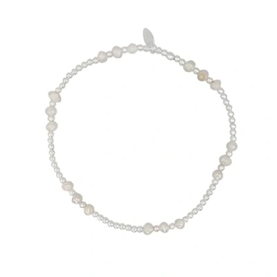 Image of Silverly Sterling Silver Genuine Pearl Bracelet 925 Stacking Stretch Design Ball Beaded Bracelets for Women and Teen Girls Cute June Birthstone Jewellery Gift Freshwater Pearls
