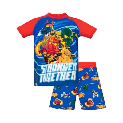 Image of LEGO Ninjago Boys Swimming Costume Ninja Swim Set Two Piece Swimsuit Blue 8 9 Years