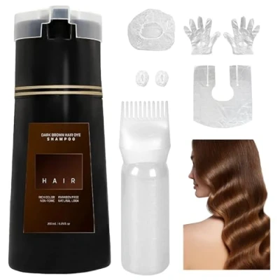 Image of Nova Hair Dye Shampoo, Instant Herbal Coloring Natural Plant Color Shampoo For Gray Hair, Long Lasting Women &amp; Men (Dark Brown)