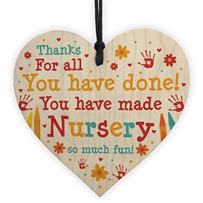 Image of RED OCEAN Leaving Nursery Gift Wooden Heart Thank You Teacher And Assistant