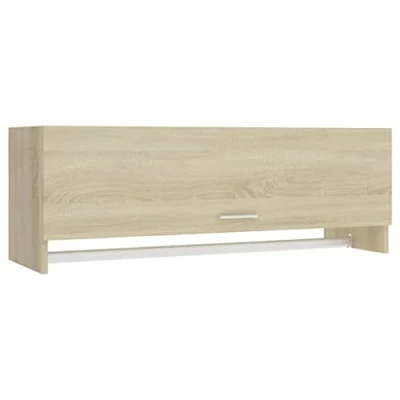 Image of vidaXL Compact Wardrobe in Sonoma Oak Colour Functional Scandinavian Style Clothes Organizer Engineered Wood (100x32.5x35 cm)