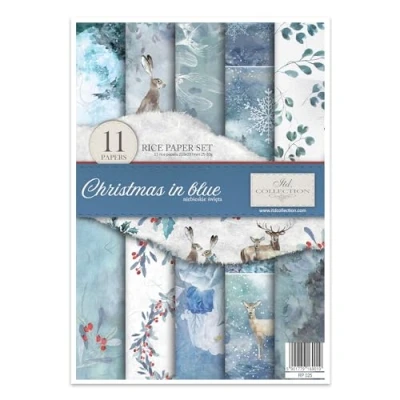 Image of ITD Collection Rice Paper Creative Set, A4, for Decoupage, Sheets 29.7 x 21 cm, Multi Coloured (Christmas in Blue)