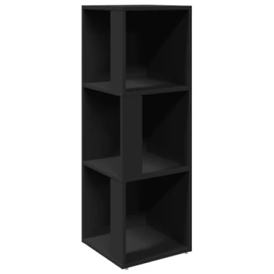 Image of vidaXL Corner Cabinet in Black 33x33x100 cm Engineered Wood Modern Design Ample Storage Space Ideal for Living Room, Bedroom, or Office Usage