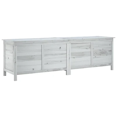 Image of vidaXL Garden Storage Box White 198.5x50x56.5 cm Solid Wood Fir