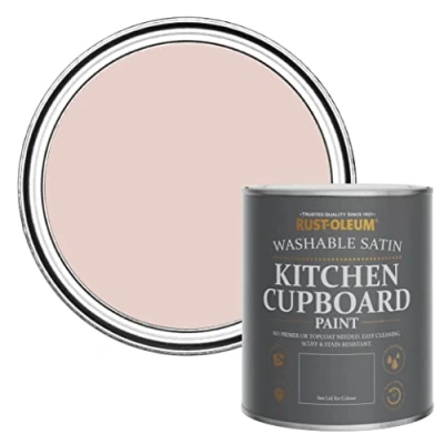 Image of Rust Oleum Pink Scrubbable Kitchen Cupboard Paint in Satin Finish Champagne 750ml