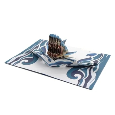Image of Magalodon Shark 3D Pop Up Card, Handmade Greeting Good Luck Get Well Soon Congratulation Birthday Anniversary All Occasions Card