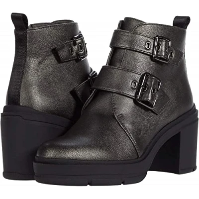 Image of Rocket Dog Kamari Double Buckle Heeled Ankle Boot 6 UK Gunmetal
