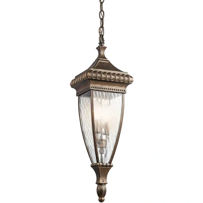 Image of Venetian Rain 2 Light Outdoor Ceiling Chain Lantern Brushed Bronze, E14