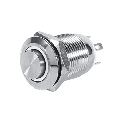 Image of Suuonee LED Momentary Switch, 12mm Circle Waterproof Metal Push Button Switch High Flush 4 Pin 1NO (White 3V)