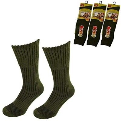 Image of KK TRADERS (MCR) LTD Men&#039;s Army Boot Socks Thermal Long Military Heat Max Size UK 6 11, EUR 39 45 (Green, Pack of 1)