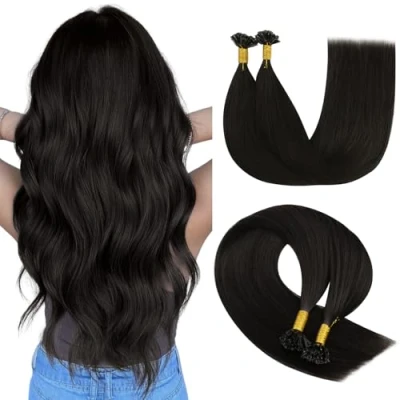 Image of YoungSee U Tip Hair Extensions Brown Tips Human Darkest Real 22In Keratin for Weddin Pre Bonded 50s/50g