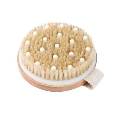 Image of Dry Brushing Body Brush Best for Exfoliating Skin,Physical Scrubber with Natural Boar Bristles,Dual use and Massage Scrub Brush,Remove Dead,Organic Spa Exfoliation