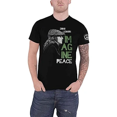 Image of John Lennon Men&#039;s Imagine Peace T Shirt, Black (Black Black), Medium (Size:Medium)
