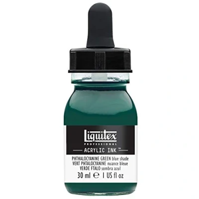 Image of Liquitex 4260317 liquid Professional Acrylic Paints Ink, 30 ml, highly pigmented airbrush paint, phthalocyanine green blue tone