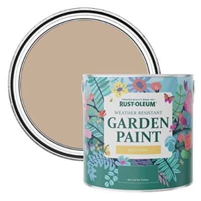 Image of Rust Oleum Brown Mould Resistant Garden Paint In Matt Finish Salted Caramel 2.5L