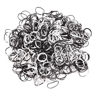 Image of Mytoptrendz® Thin Mini Hair Elastics, Elastic Bands for Girls, Small Rubber Tie Pony and Plaits Braiding Tiny Ties, 500 Pieces (Black white)